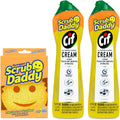 Scrub Daddy + 2x Cif All Purpose Cleaning Cream, Lemon - Multi Surface Household Cleaning Cream