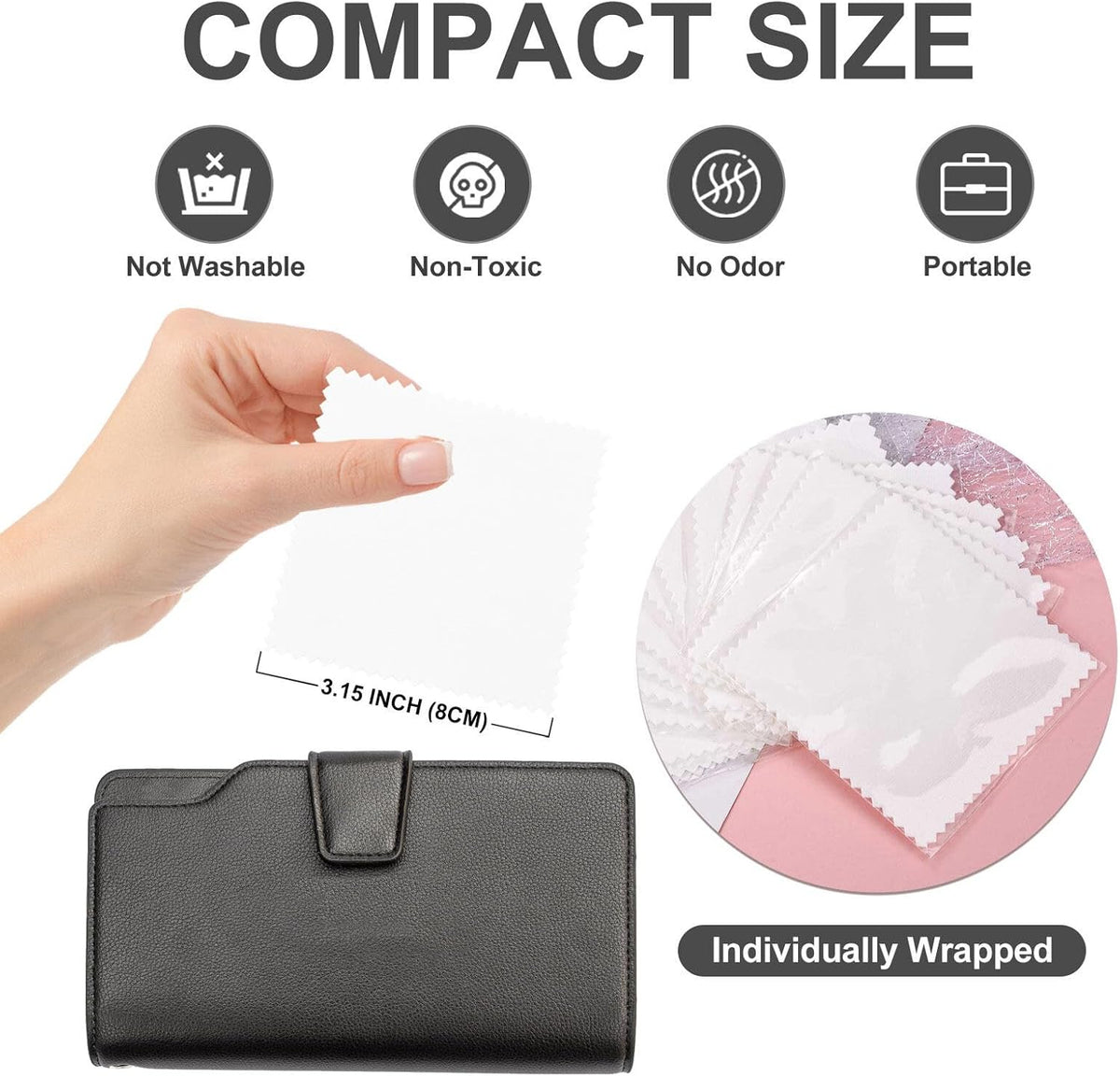 SEVENWELL 100pcs Jewelry Cleaning Cloth White Polishing Cloth for Sterling Silver Gold Platinum