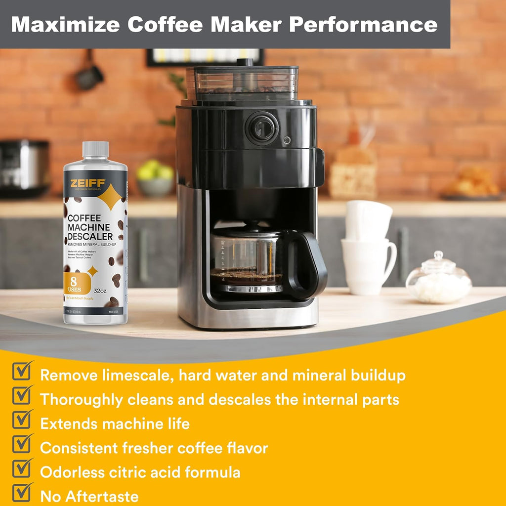 Coffee Machine Descaler - 32oz (8 Uses) - Compatible with Nespresso, Breville, Delonghi, Keurig