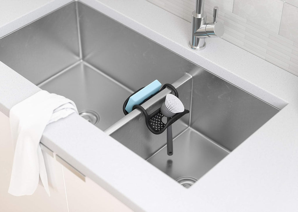 Umbra Sling Flexible Sink Caddy, Non-Slip – Holds Sponge and Scrubbing Brush or Dishrag, Storage