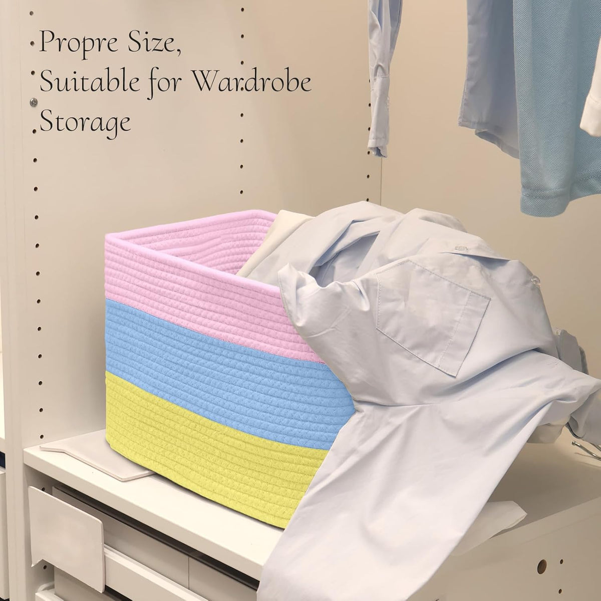 Hopegiver Woven Storage Baskets 15x11x10 Inch, 3 Pack Collapsible Cube Storage Bin for Shelves