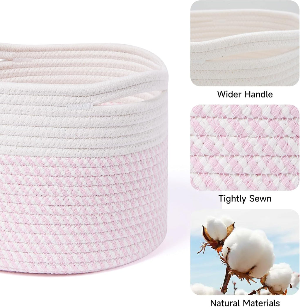Small Basket for Organizing | Cube Shelf Closet Storage Baskets | 9.7×9.7×7.1” | Woven Rope Gift