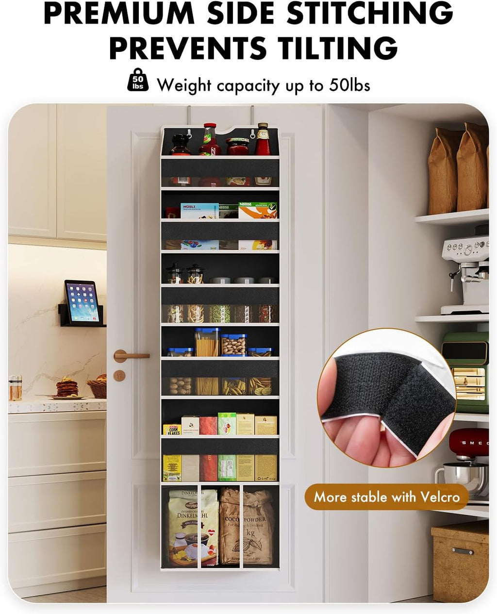 Over The Door Organizer Storage - 50lb Heavy Duty 6 Shelf Over Door Organizer Hanging Space Saving