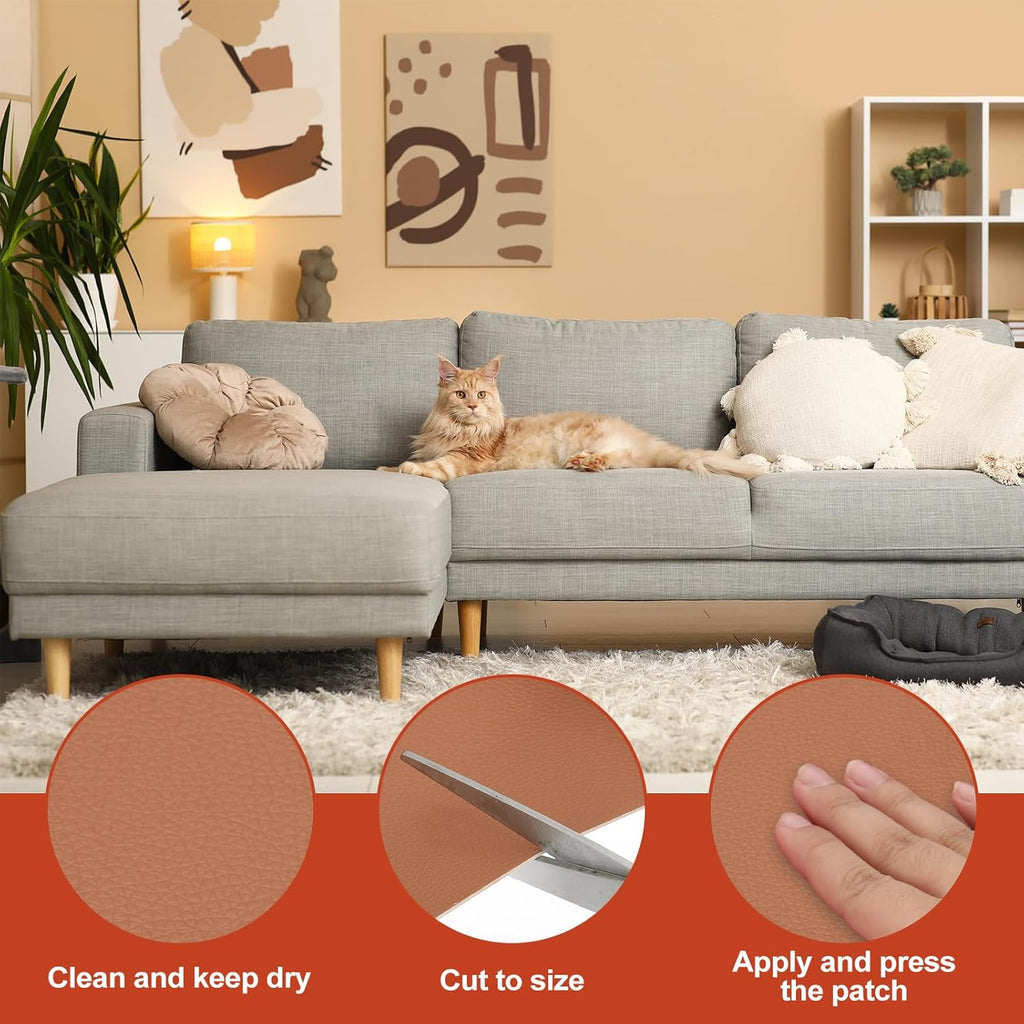 PATIKIL Leather Patches Tape for Furniture, 3.2 x 61 Inch Self Adhesive Vinyl Leather Repair Kit
