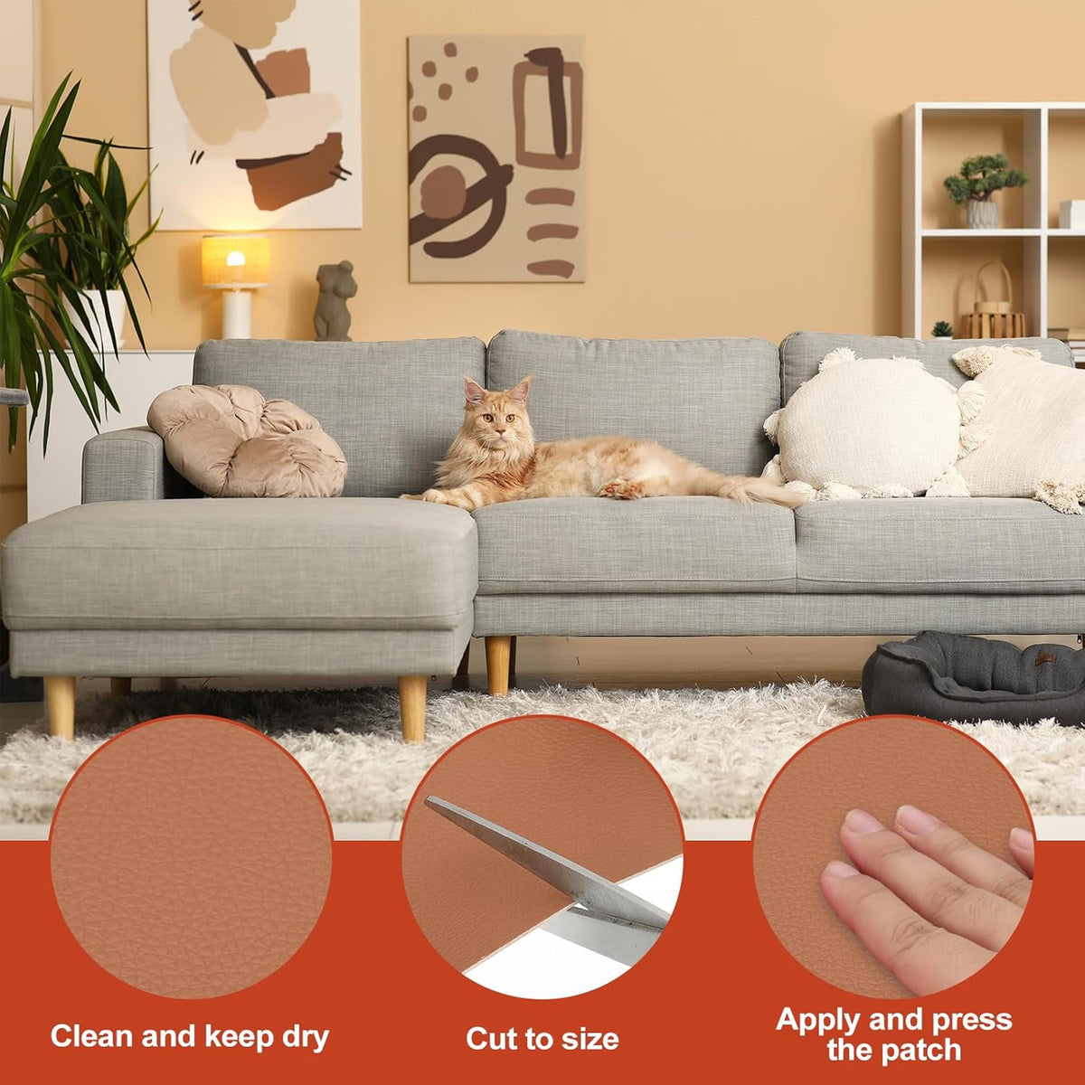 PATIKIL Leather Patches Tape for Furniture, 3.2 x 61 Inch Self Adhesive Vinyl Leather Repair Kit