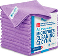 12" x 12" Pro Multi-Surface Microfiber Cleaning Cloths | Purple - 12 Pack | Premium Microfiber
