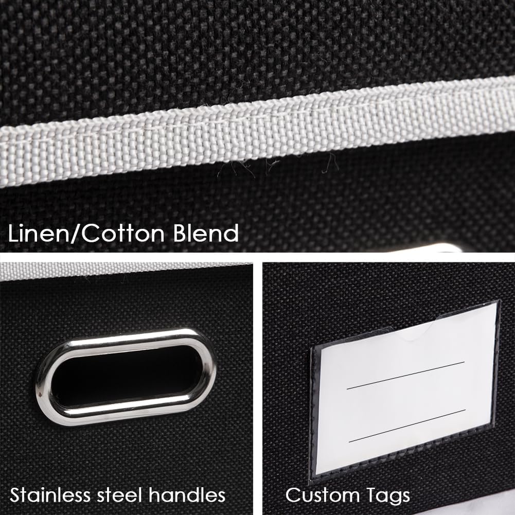 PRANDOM Storage Boxes with Lids [3-Pack] Fabric Collapsible Storage Bins Organizer Containers