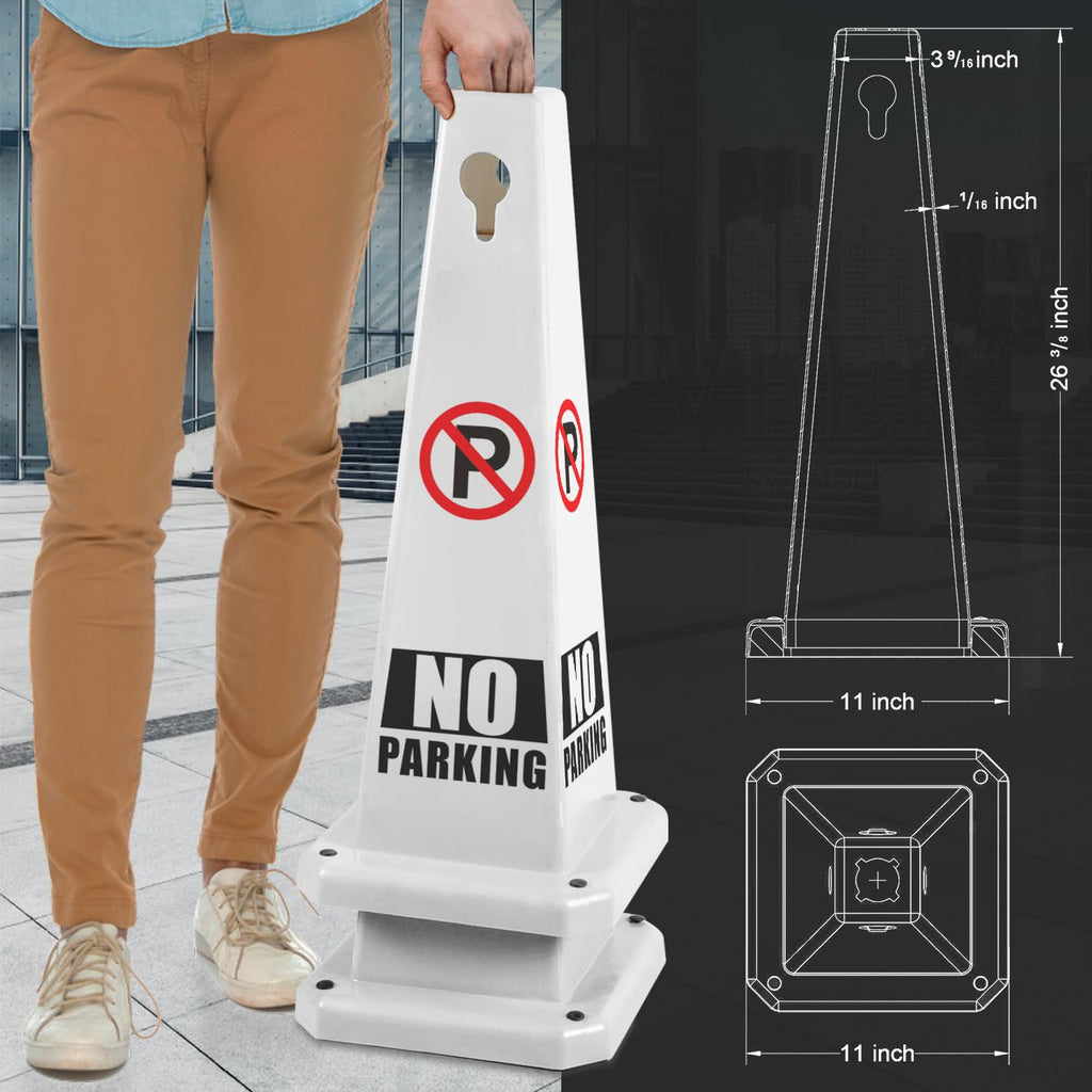 Plastic Traffic Cones, 4-Sided Message Cones, Road Safety Parking Cones, Standing Traffic Warning