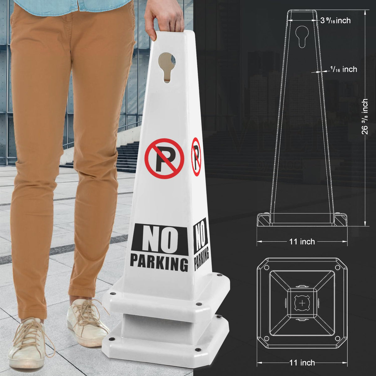 Plastic Traffic Cones, 4-Sided Message Cones, Road Safety Parking Cones, Standing Traffic Warning