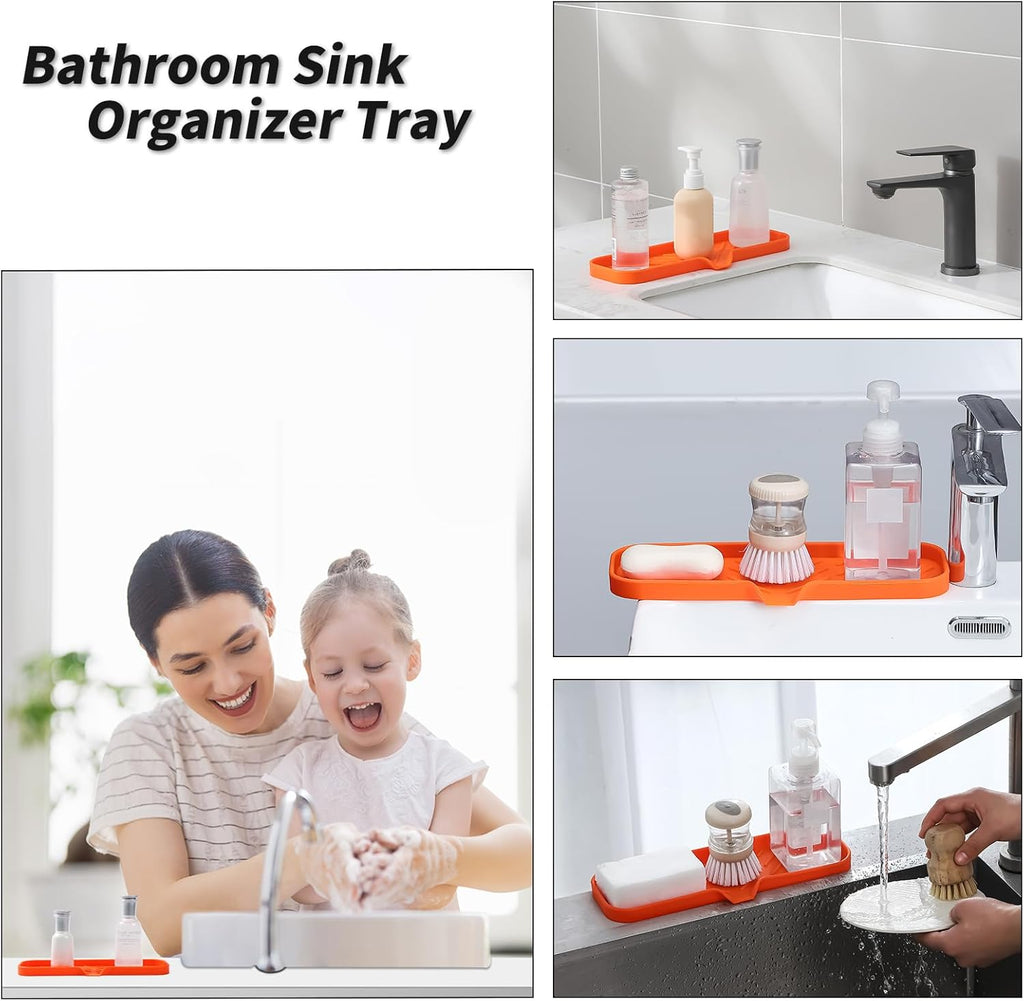 Silicone Bathroom Soap Dishes with Drain Spout-Bathroom and Kitchen Sink Organizer,Sponge