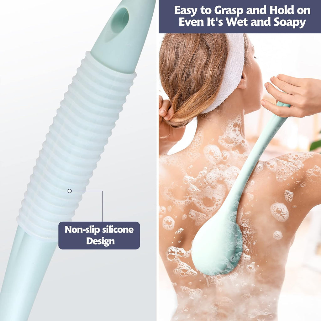 BEDELITE Back Bath Brush Long Handle for Shower of 2 - Soft Shower Brush for Men & Women,Back Brush