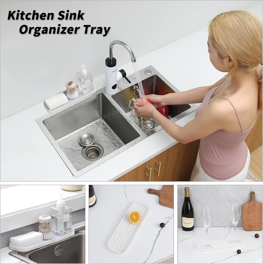Silicone Kitchen Sink Organizer Tray for Multiple Usage,Easy Clean Sponges Holder for Kitchen