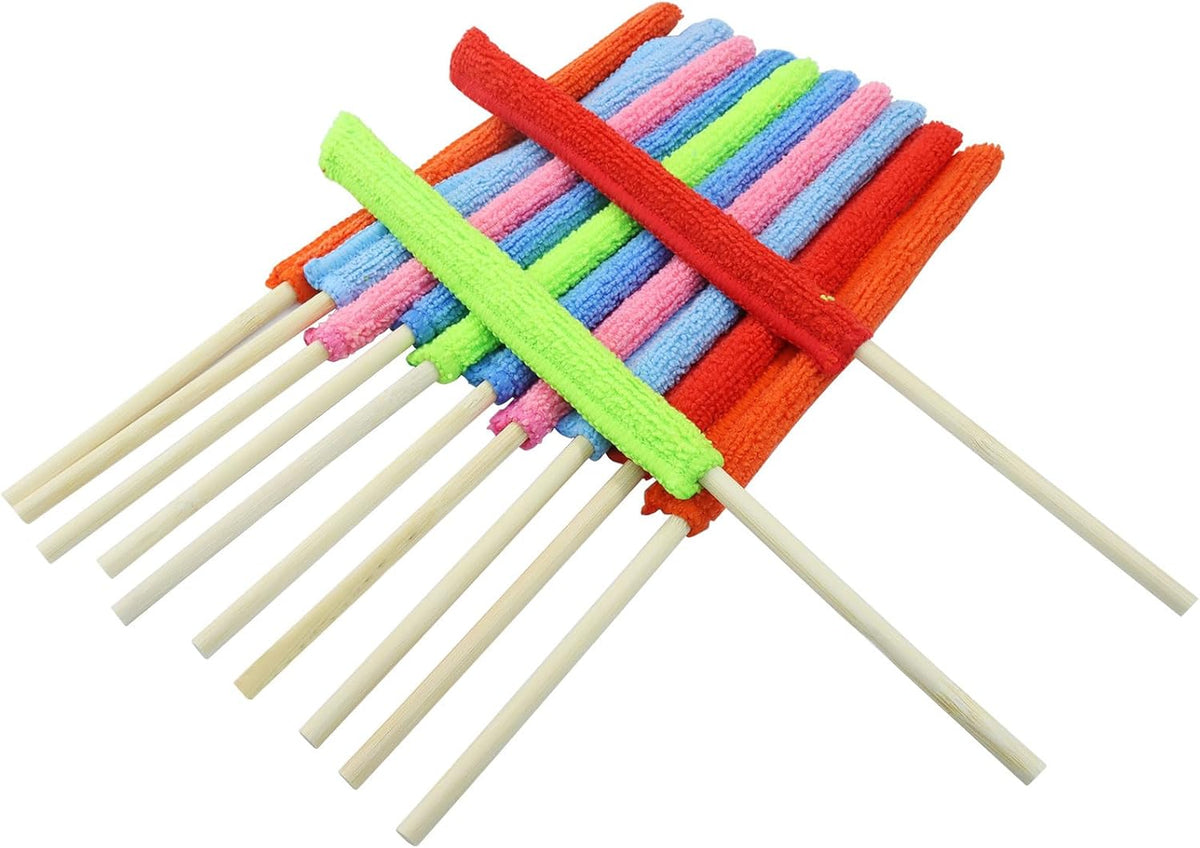12 Pack Microfiber Detail Duster Sticks, Mini Dusters for Cleaning, Fan Cleaning Brush, Blinds