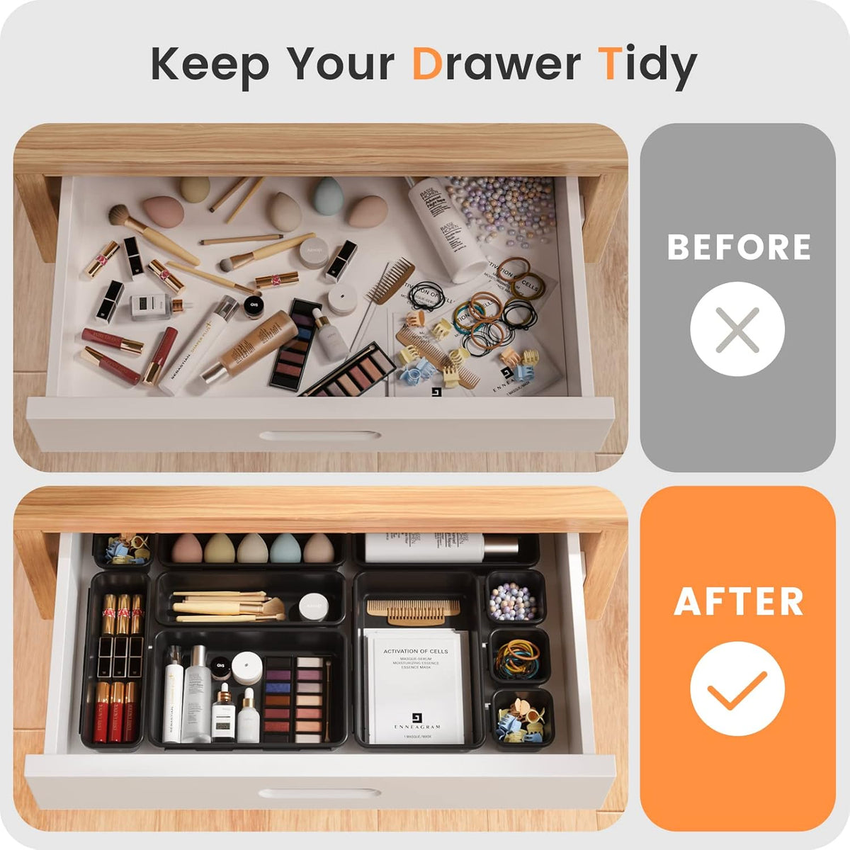 A-LuGei 【28PCS】 Drawer Organizer, Bathroom Organizers and Storage, Makeup organizer, Desk drawer