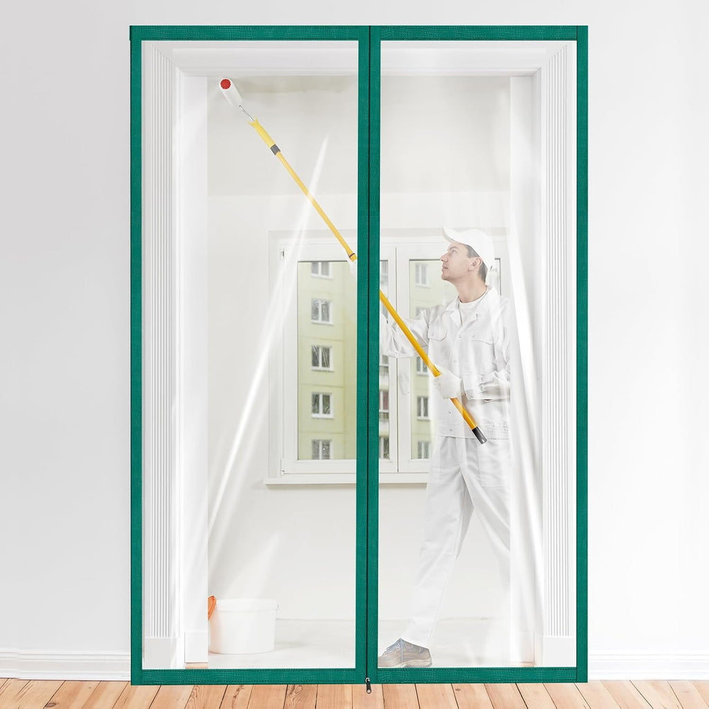 Amylove Zipper 60 x 102 Inch Dust Barrier Kit Construction Door Barrier 5 x 8.5 ft Reusable Plastic