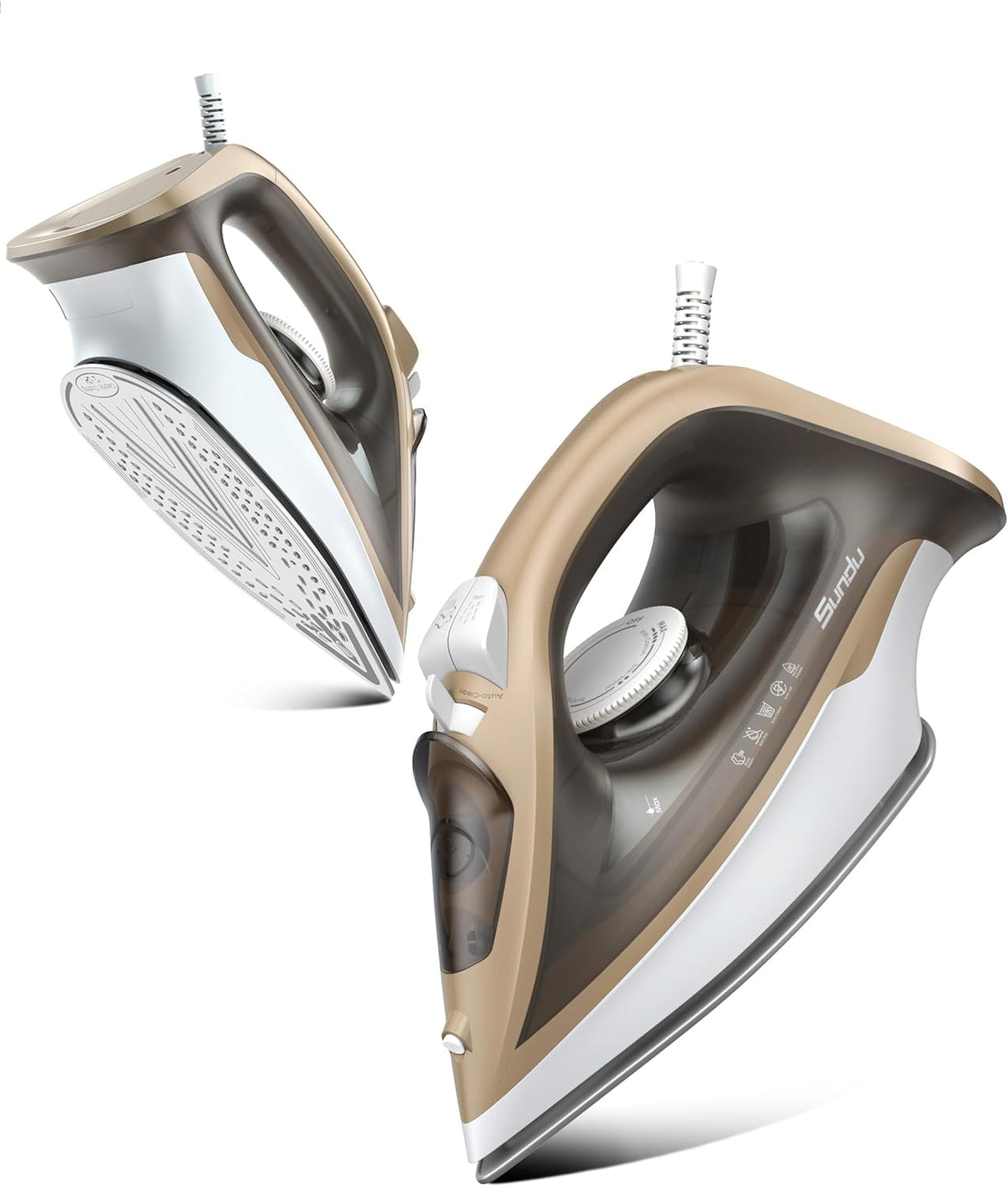 Steam Iron for Clothes Rapid Heating, 1500W Iron with Non-Stick Ceramic Soleplate, Auto-Off, Burst