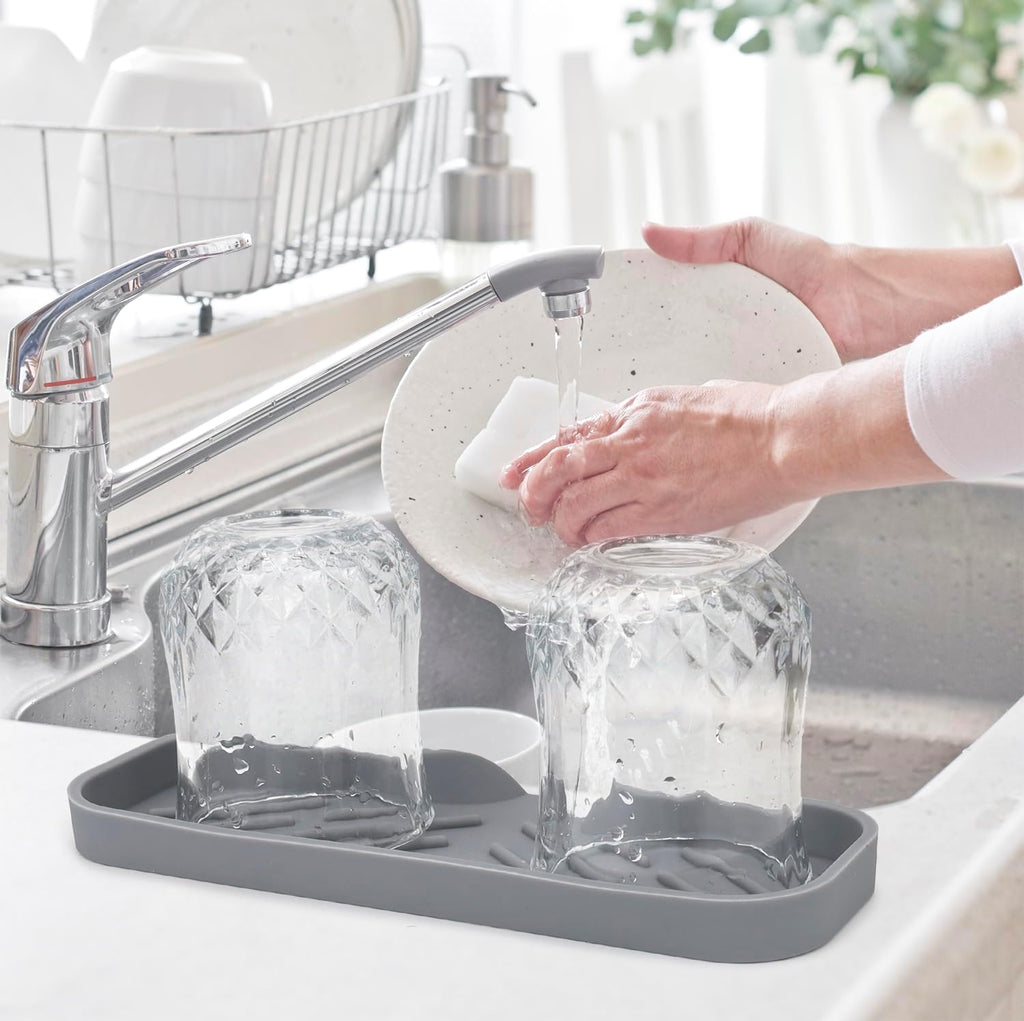Silicone Bathroom Soap Dishes, Sponge Holder for Kitchen Sink, Shower Soap Holder with Drain, Soap