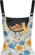 Floral Clothespin Bag with Hanging Rope Daffodil 14.5 x 12 Inch Summer Waterproof Laundry Clothes