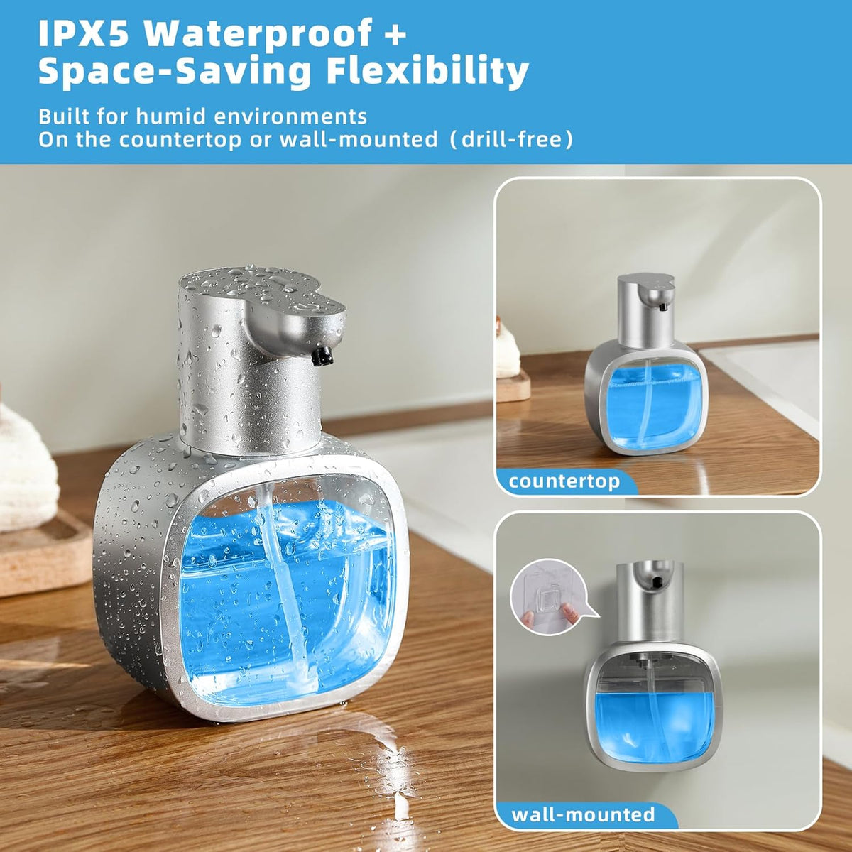 Automatic Liquid Soap Dispenser, 17oz/500ml Touchless Rechargeable with 4-Level Adjustable & IPX5
