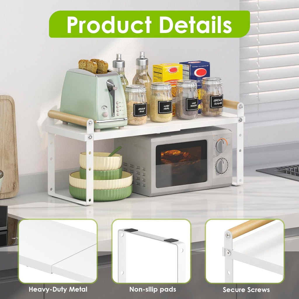 DOLALIKE Expandable kitchen Countertop Organizer, Stackable Cabinet Shelf Organizers, Space Saving