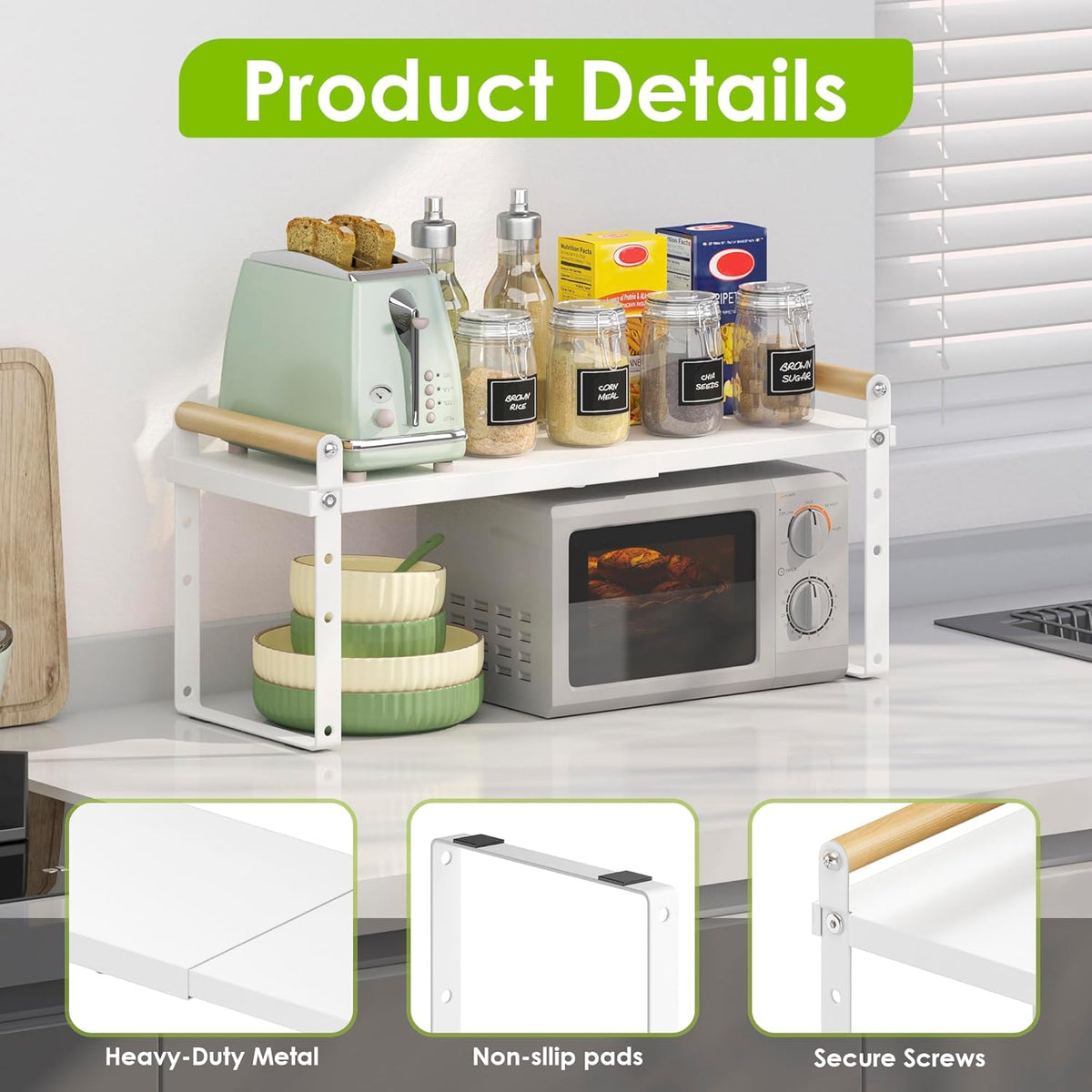 DOLALIKE Expandable kitchen Countertop Organizer, Stackable Cabinet Shelf Organizers, Space Saving