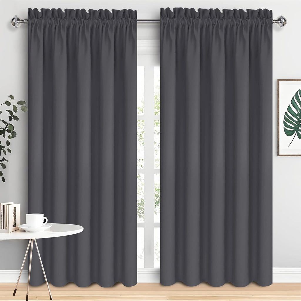 DWCN Bedroom Blackout Curtains 70 x 84 Inches Length 2 Panels Set, Solid Thermal Insulated Energy