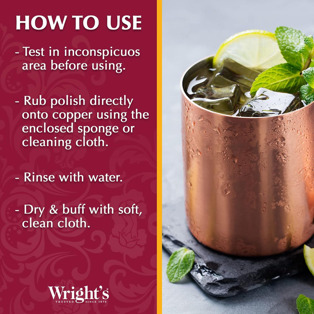 Wright's by Weiman Cream Copper and Brass Cleaner - Gently Cleans and Removes Tarnish without