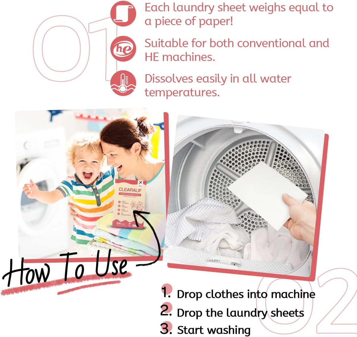 CLEARALIF Laundry Detergent Sheets, Magnolia, 64 Load, CLEARALIF Laundry Detergent Strips Eco