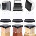 Ezprotekt 24 Pcs Large Clear Chair Leg Sliders for Carpet, Square Teflon Furniture Glides Pads Caps