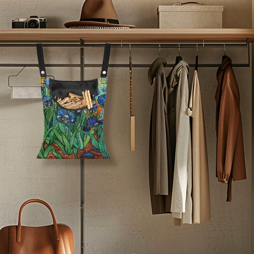 Floral Print Clothespin Organizer Bag Fashion Clothespin Storage Organizer with Large Opening