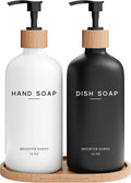 Luxury Glass Hand and Dish Soap Dispenser Set by Brighter Barns - Kitchen Soap Dispenser Set with