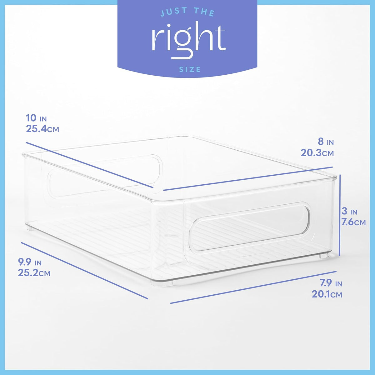 Plastic Food Storage 4 Pack Clear Container Bin with Handles for Organizing Kitchen, Pantry