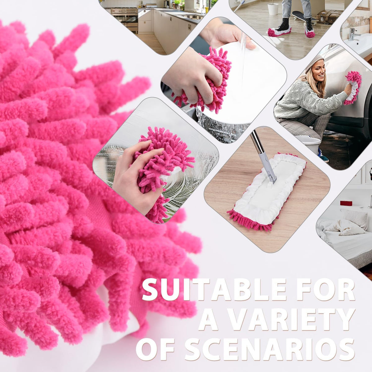 8 Pcs Mop Slippers Socks Floor Cleaning,Microfiber Shoe Covers dust Washable Reusable for Woman Man