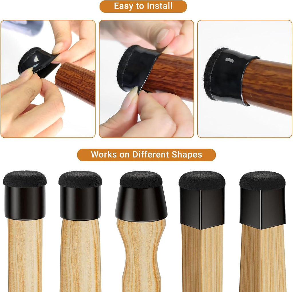24 PCS Silicone Chair Leg Floor Protectors Medium Fit (1"-1.2") Rubber Felt Furniture Pads Chair