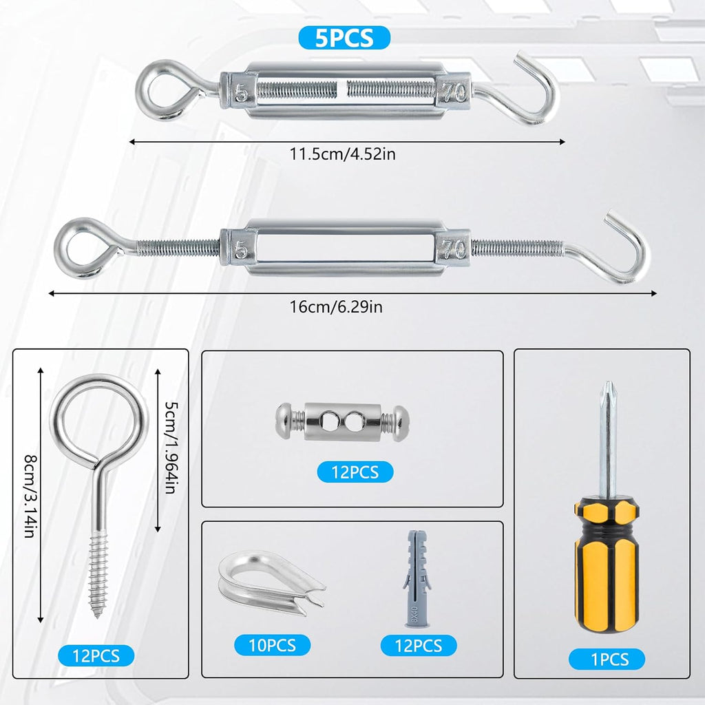 Turnbuckles for Cables Wire, 1/8" X 100Ft Blue PVC Coated Wire Rope Kit, Multi-use Steel Cable for