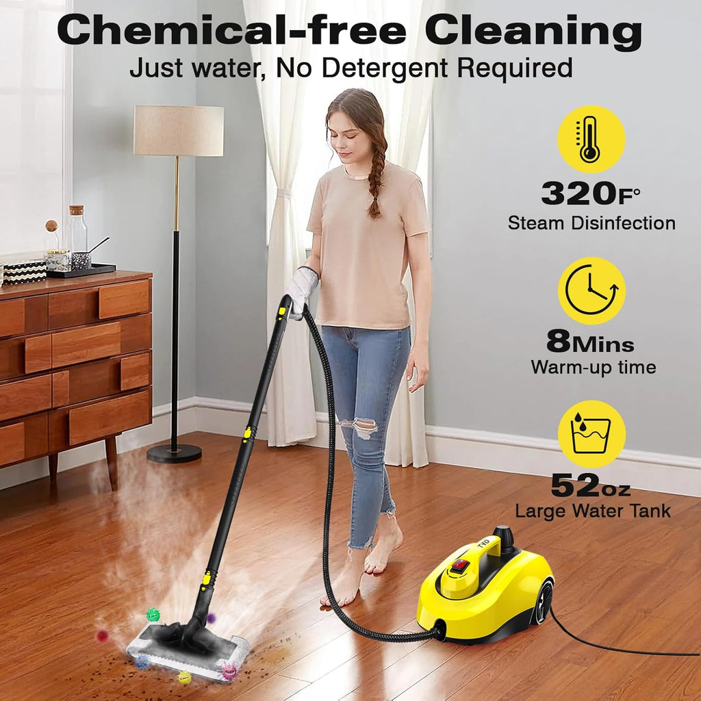 TVD Steam Cleaner, Heavy Duty Canister Steamer with 26 Accessories, Steam Mop with 5M Extra-Long