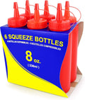 New Star Foodservice 26283 Squeeze Bottles, Plastic, 8 oz, Red, Pack of 6