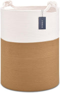 COMSE Extra Large Blanket Basket, Tall Woven Storage Basket, Nursery Hamper, 15.7”x 21.7”, Cotton