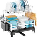 GSlife Dish Drying Rack for Kitchen Counter - Stainless Steel 2 Tier Dish Drainer with Cutting