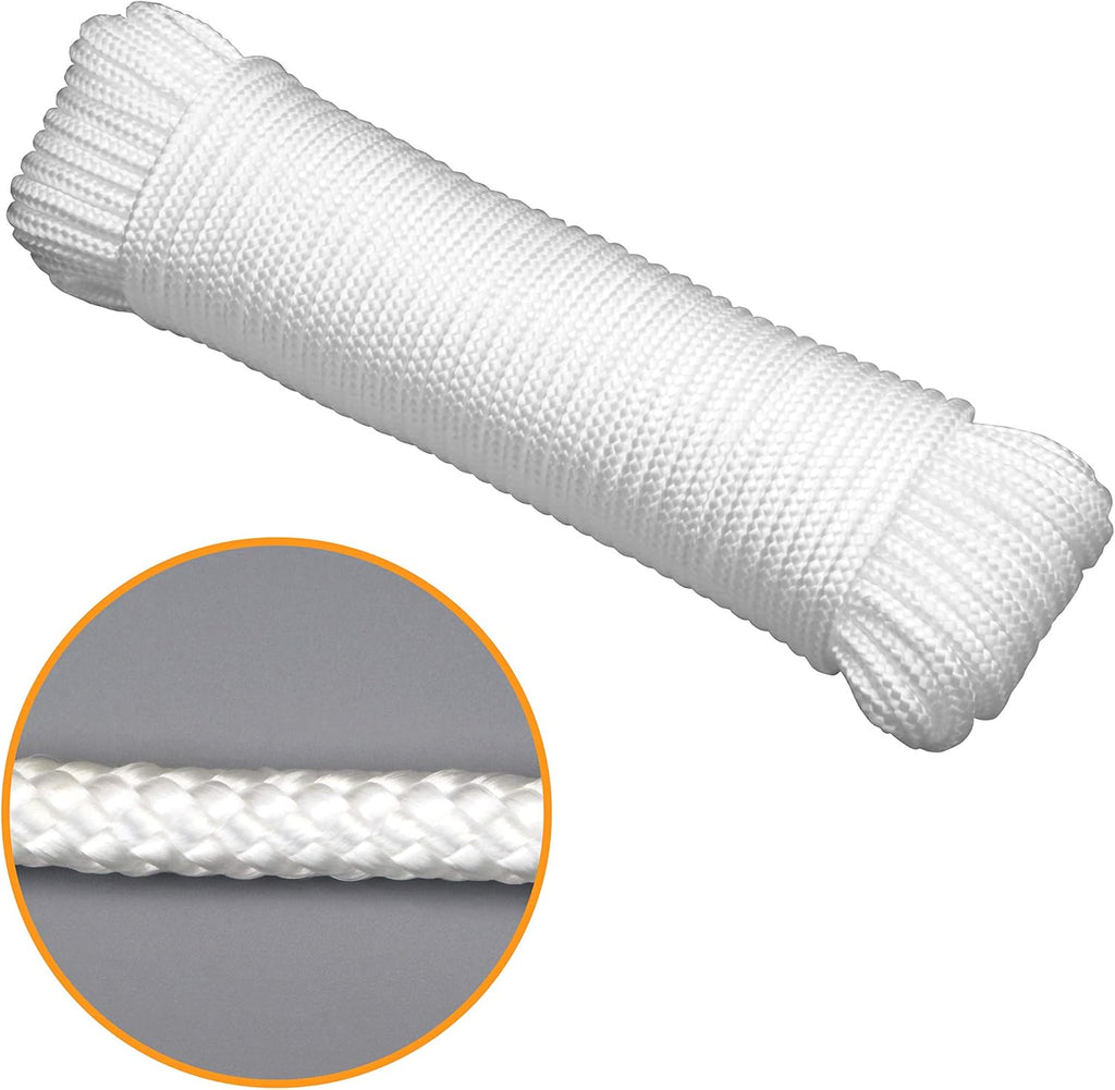 Gardzen 72' x φ1/4" White Rope, UV Resistant Rope for Flag Pole, Clothes line, Camping Tent