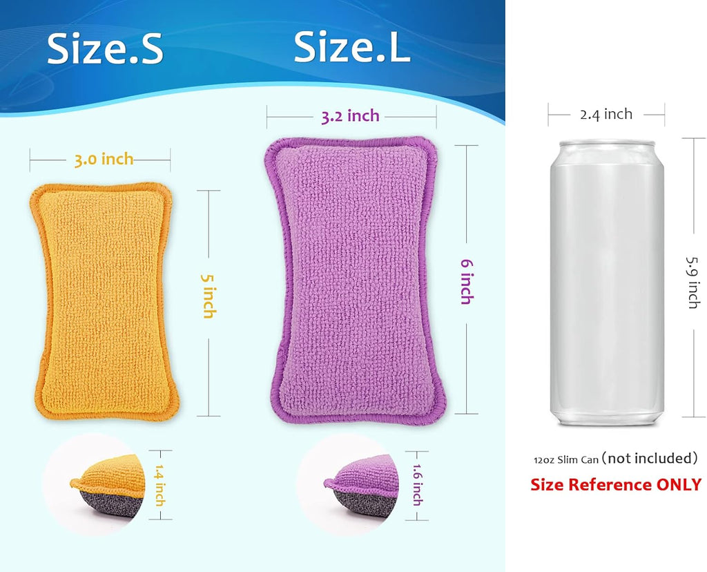 UPSTAR Dish Sponges Kitchen, Microfiber Cleaning Scrubber for Dishwashing, Sink, Basin and