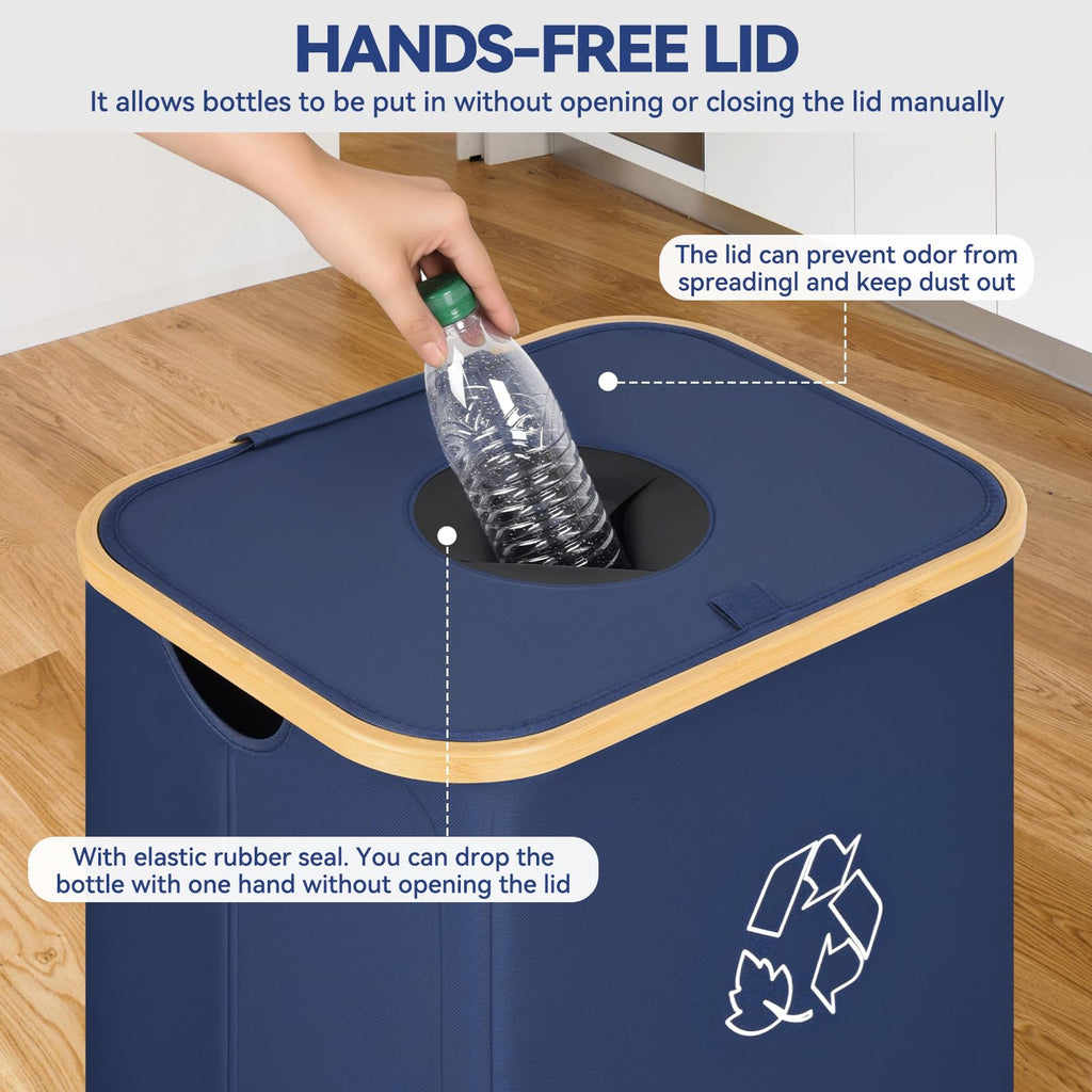 CFGUK Recycling Bin for Kitchen, 26 Gallon 100L Indoor Home Recycle Bin with Lid and 2 Removeable