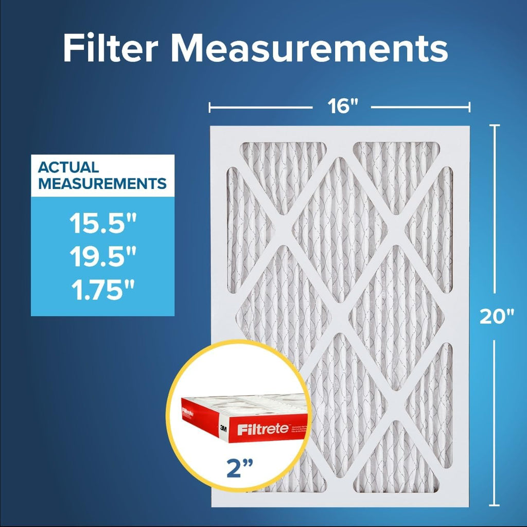 Filtrete 16x20x2 AC Furnace Air Filter, MERV 11, MPR 1000, Allergen Defense, 3-Month Pleated 2-Inch