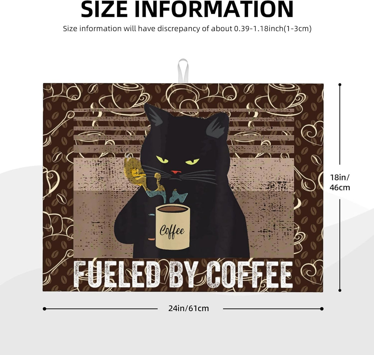 Vintage Cat Dish Drying Mat for Kitchen Counter Absorbent Reversible Retro Coffee Drying Pad