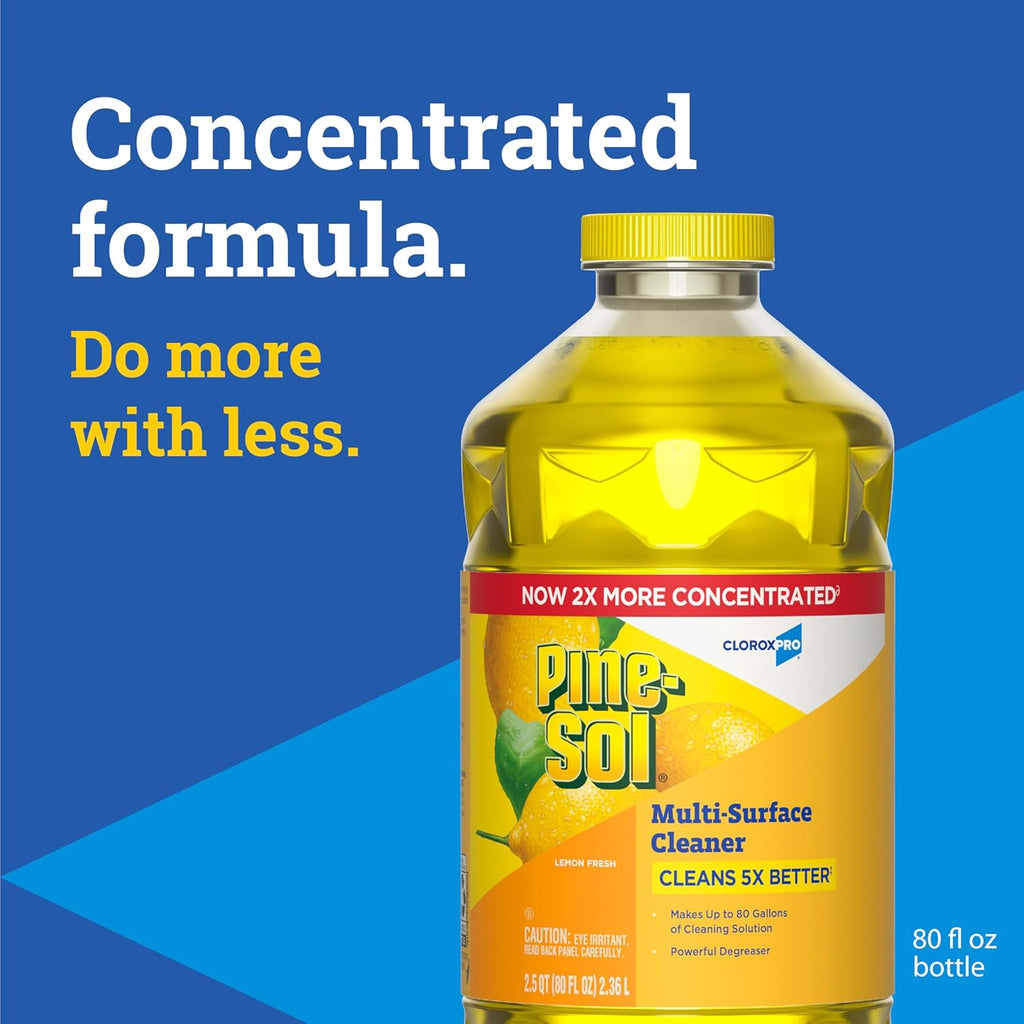 Pine-Sol Multi-Surface Cleaner, CloroxPro, 2x Concentrated Formula, Lemon Fresh, 80 Fl Oz