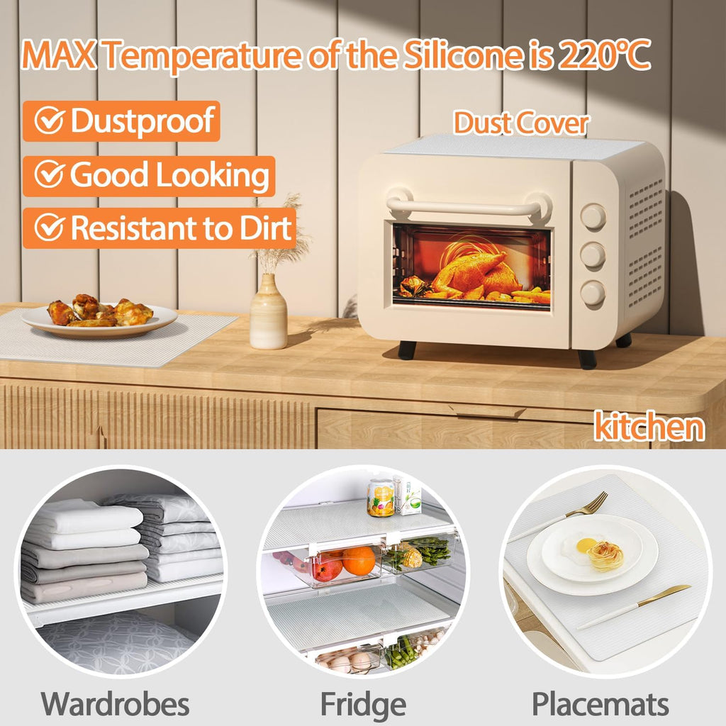 GOYLSER Silicone Refrigerator Liner for Glass Shelves Washable, Striped Fridge Liners for Shelves