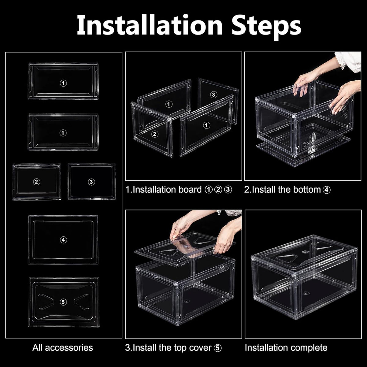 3 Pack Acrylic Shoe Boxes, Ultra Clear Shoe Boxes Stackable, Shoe Storage Box Sneaker Storage for