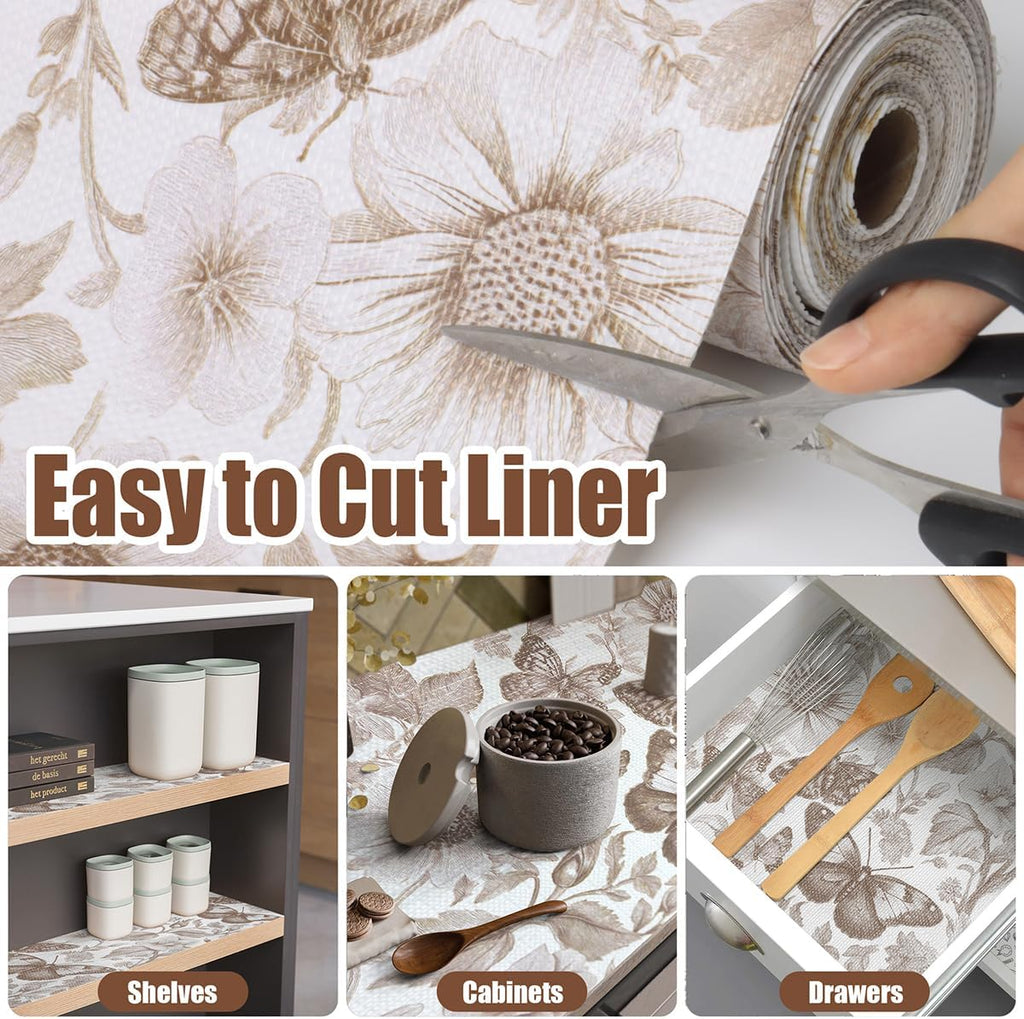Drawer and Shelf Liner for Kitchen Cabinets,Non-Adhesive Cabinet Liner,Non Slip Waterproof Drawer