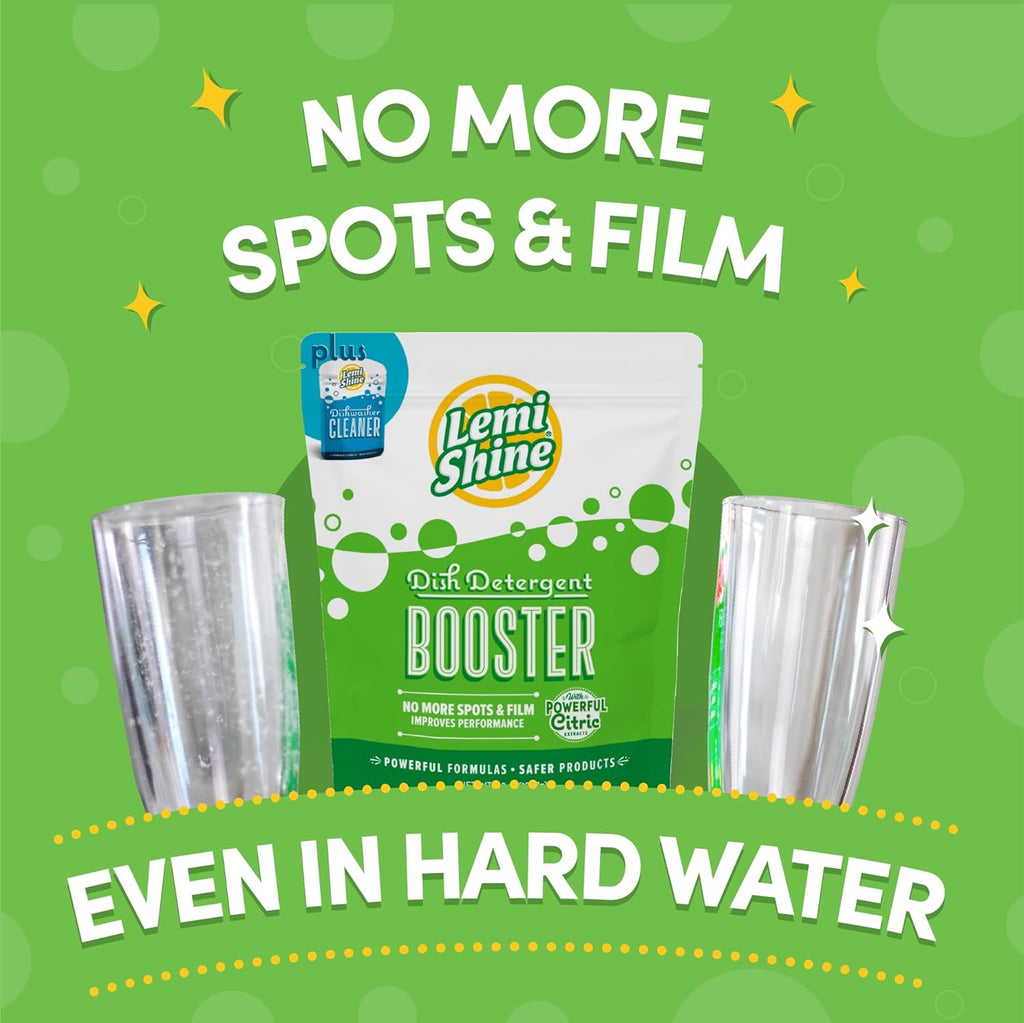 Lemi Shine Natural Dish Detergent Booster - Hard Water Stain Remover - Multi-Use Citric Acid