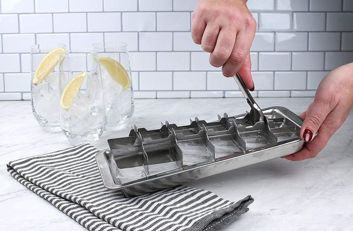 Vintage Inspired Ice Cube Tray | 18/8 Stainless Steel | 18 Slot Ice Cube Tray | Easy Release